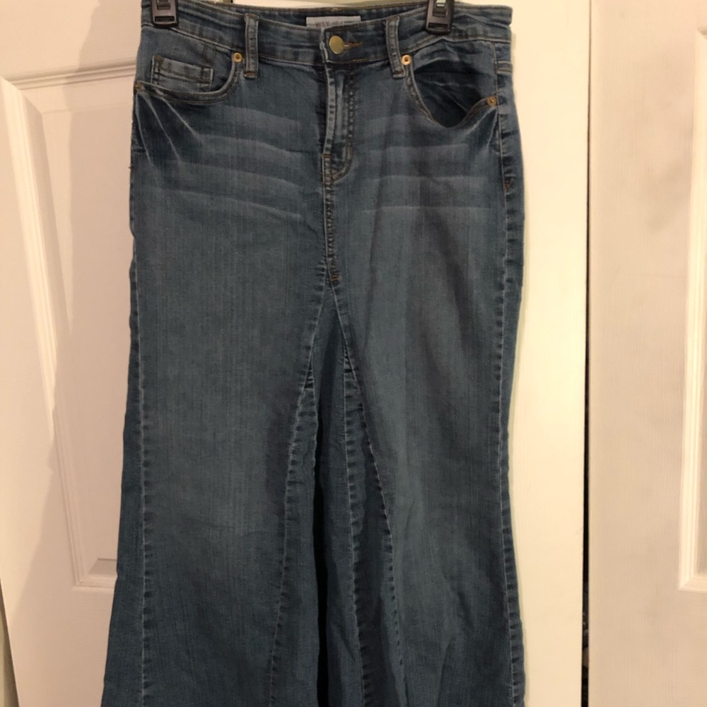 Floor Length Long Stretchy Jean Denim Skirt